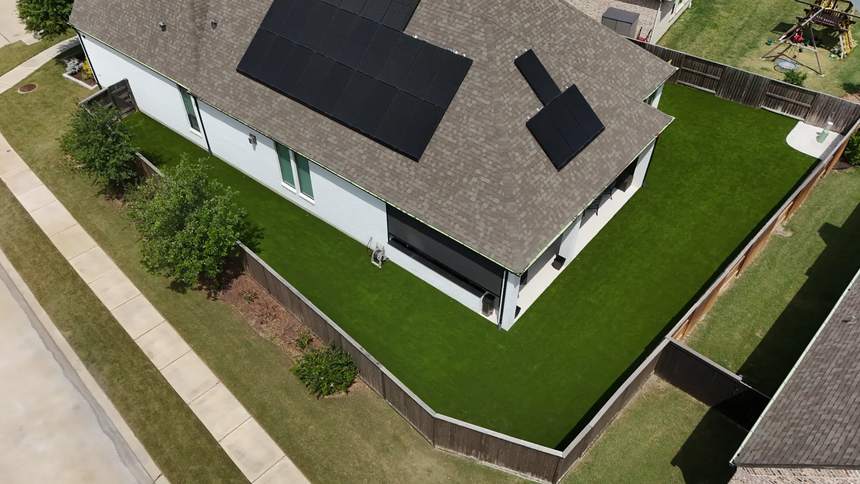 Completed artificial turf outdoor space